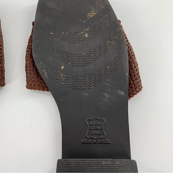 Faded Glory womens sandals size 9 brown leather vintage slip on slides 80s 90s - Picture 5 of 13
